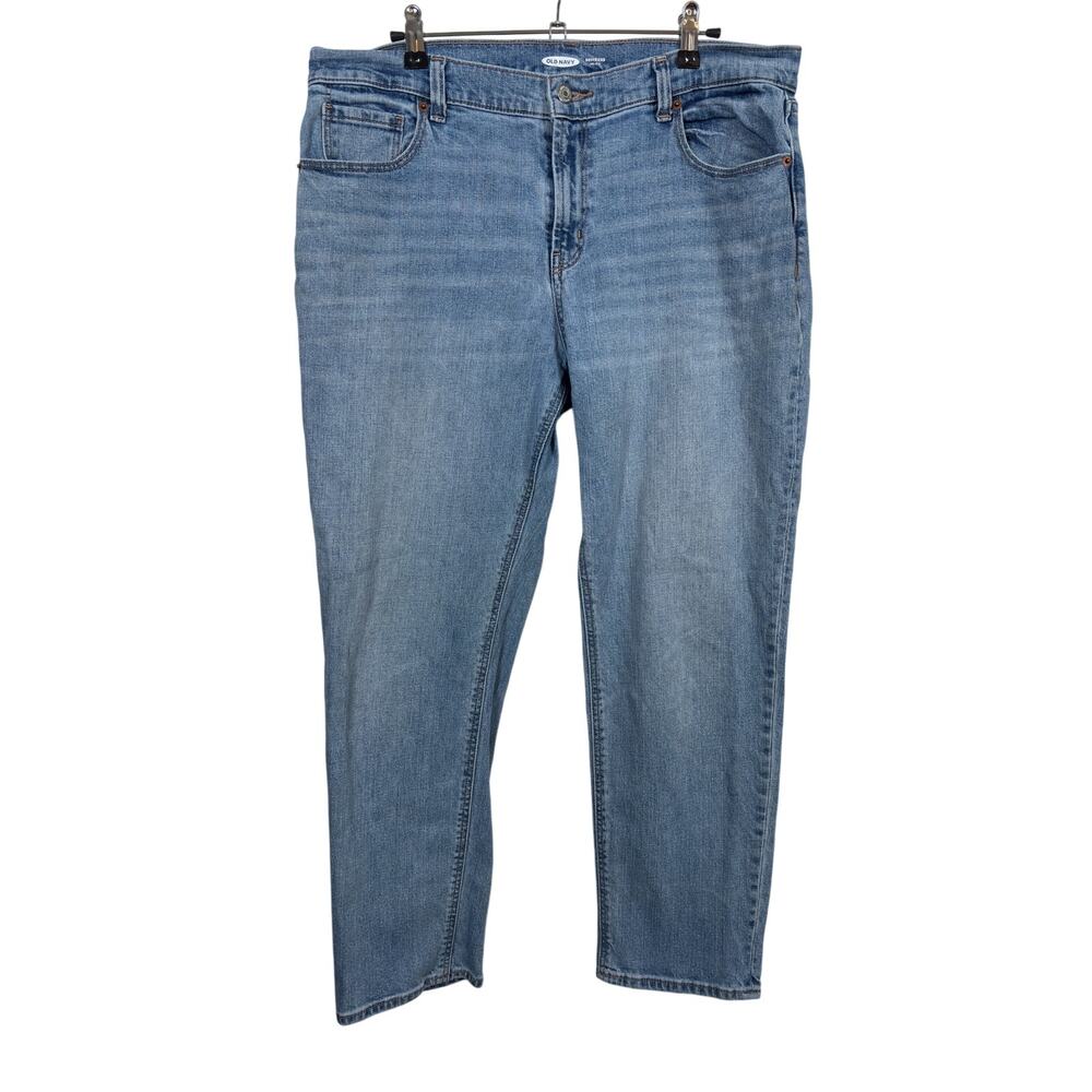 Old Navy Boyfriend Jeans Womens 12 Blue Mid Rise Stretch Relaxed Fit Cropped